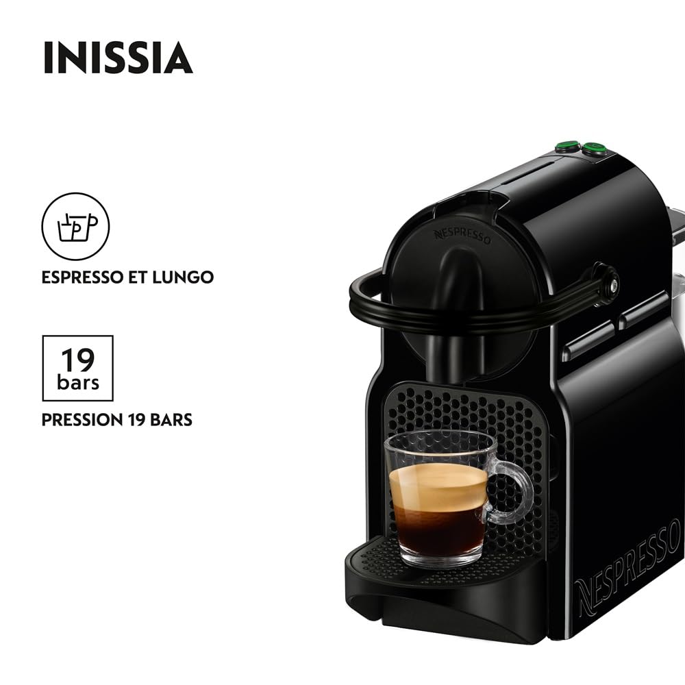 Aleron Inissia – Cafetière à Capsules Automatique, Format Compact, Noir