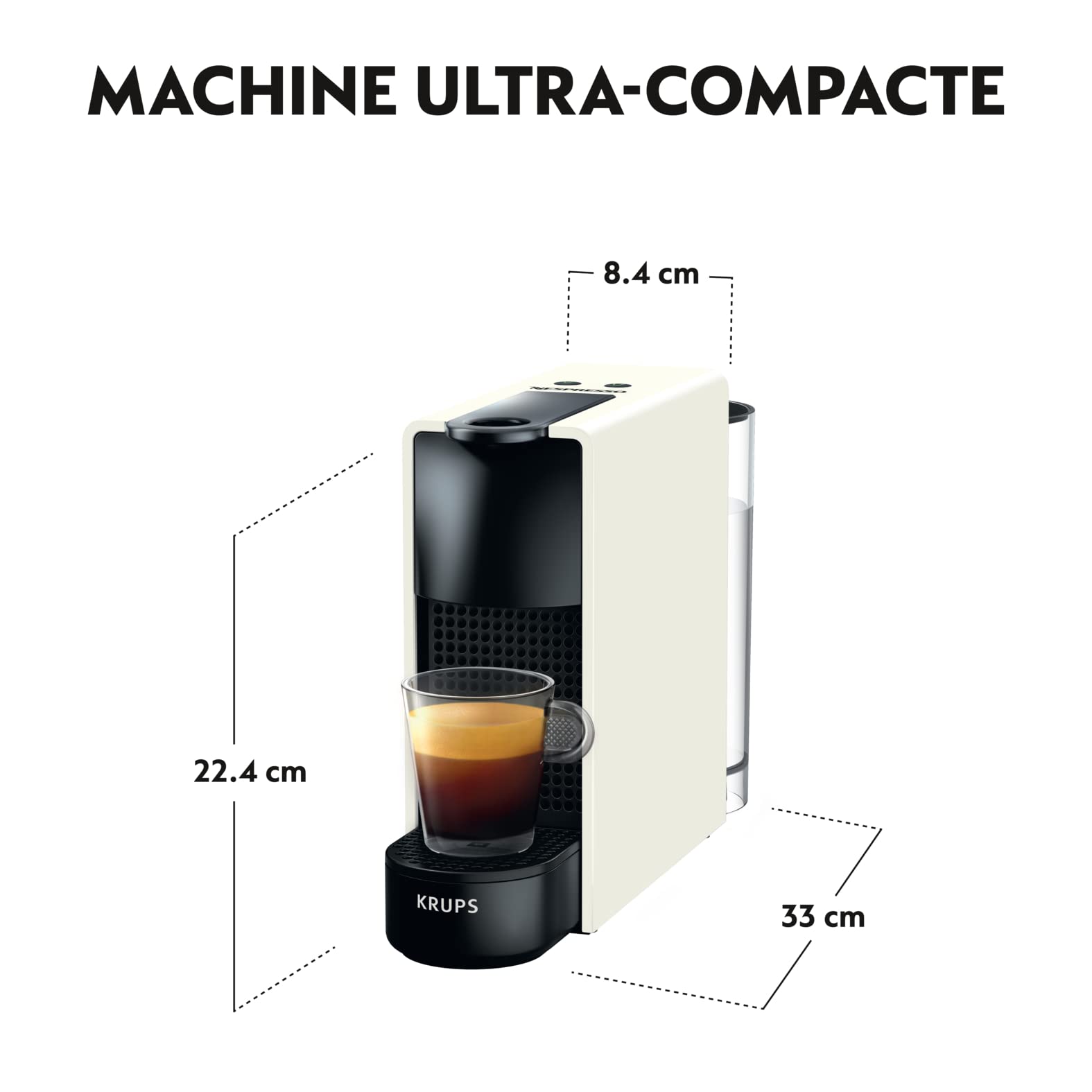Aleron Essenza Mini – Cafetière à Capsules Ultra-Légère, Blanc Pur