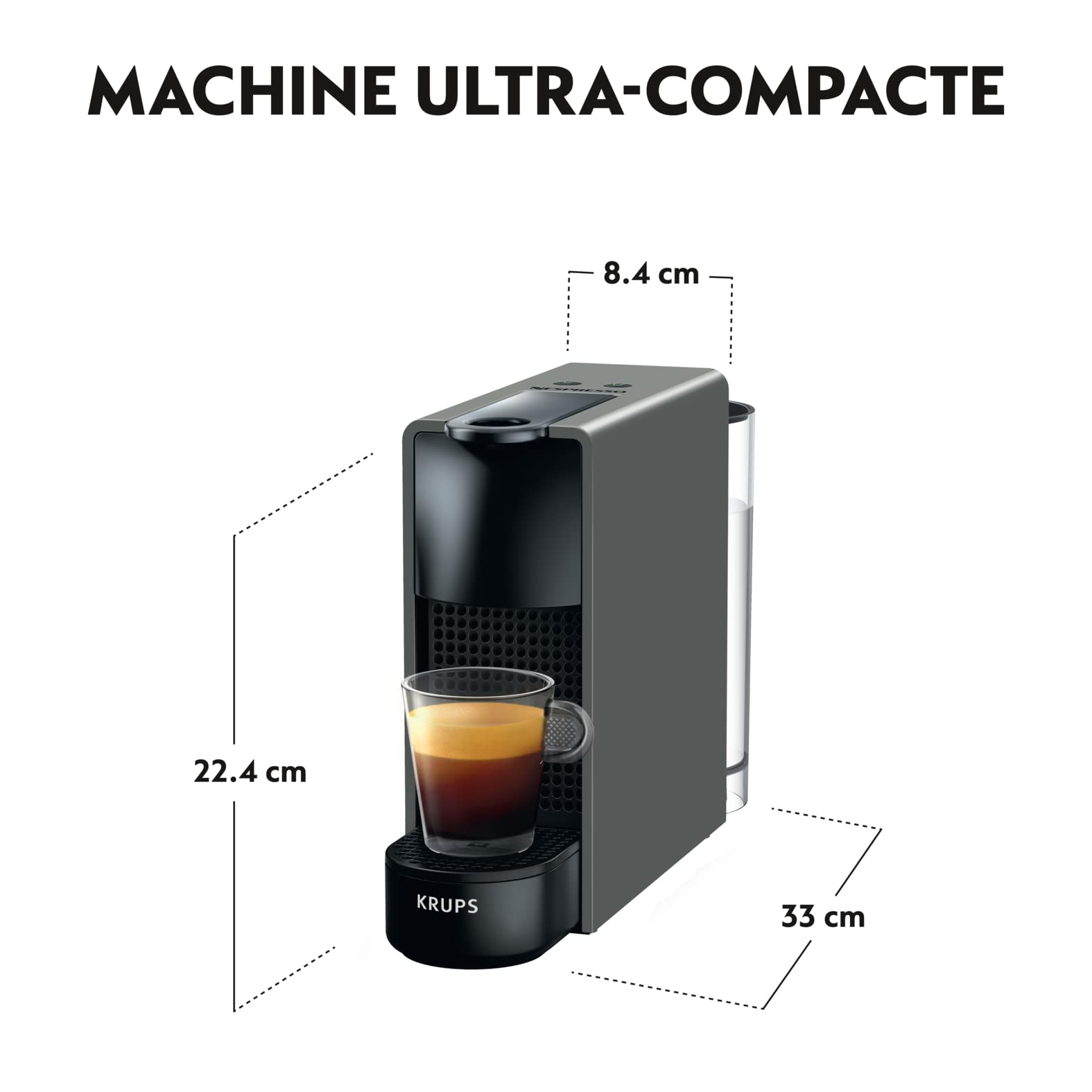Aleron Essenza Mini – Machine à Expresso Compacte, Gris Intense