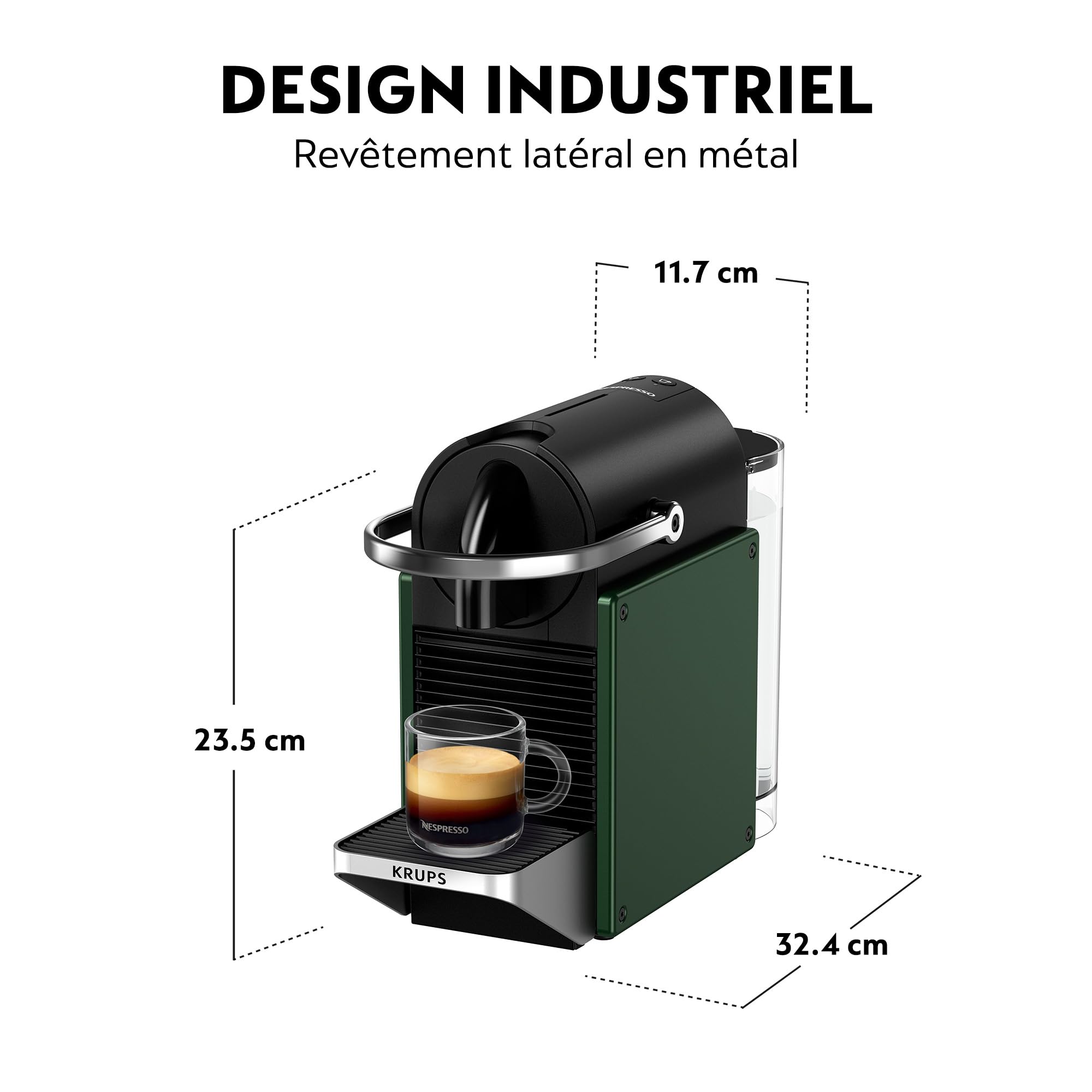 Aleron Pixie – Cafetière Espresso Compacte, Vert Foncé