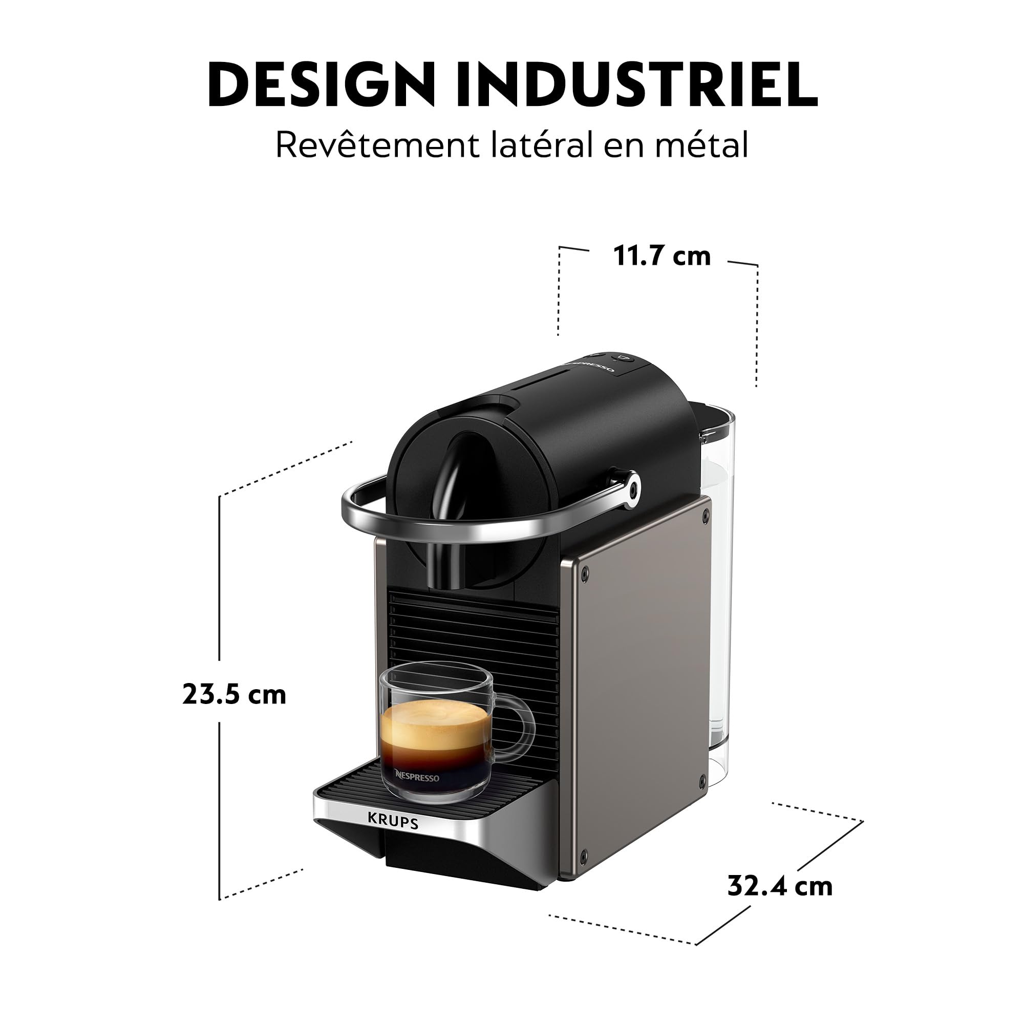 Aleron Pixie – Machine à Café Compacte Style Industriel, Titane