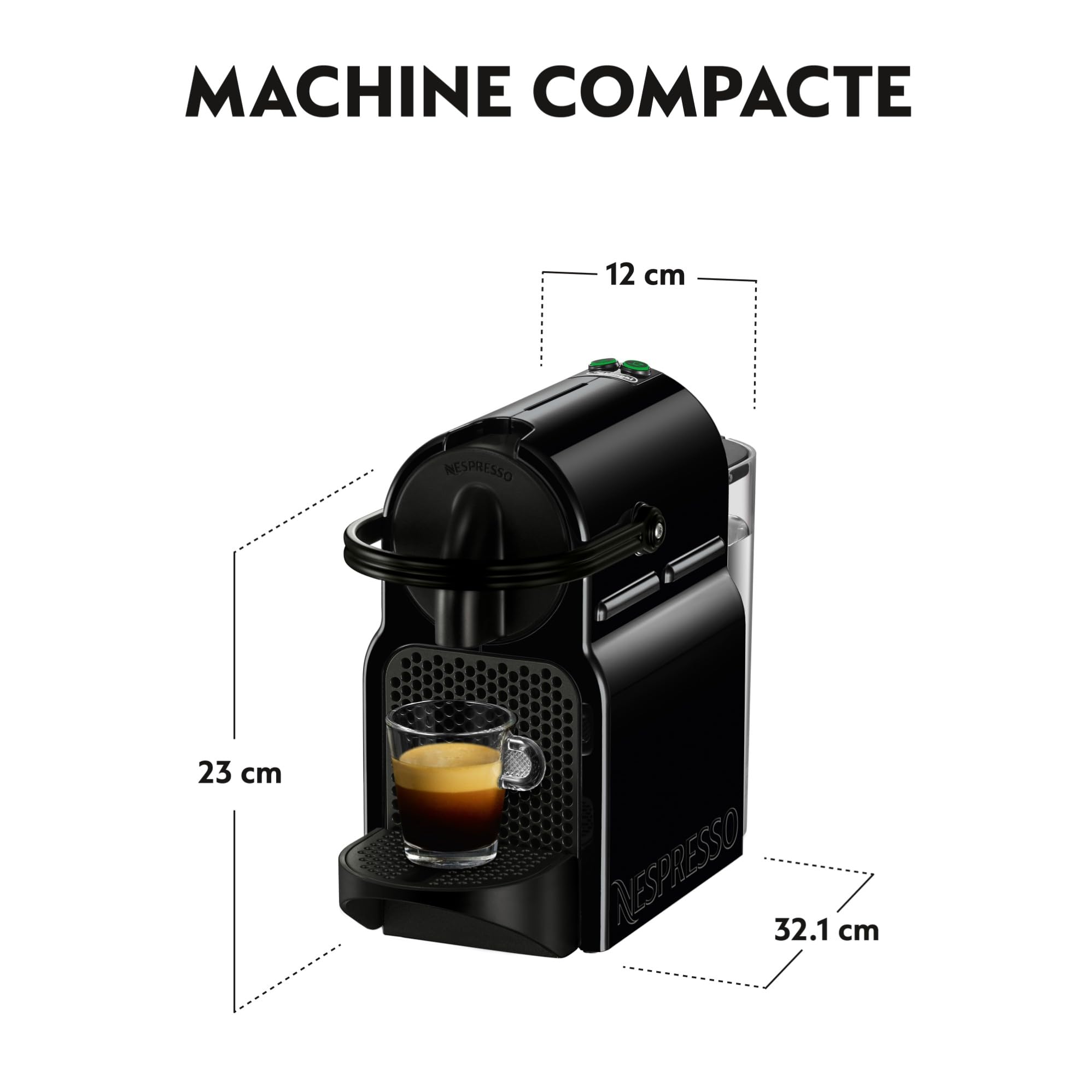 Aleron Inissia – Cafetière à Capsules Automatique, Format Compact, Noir