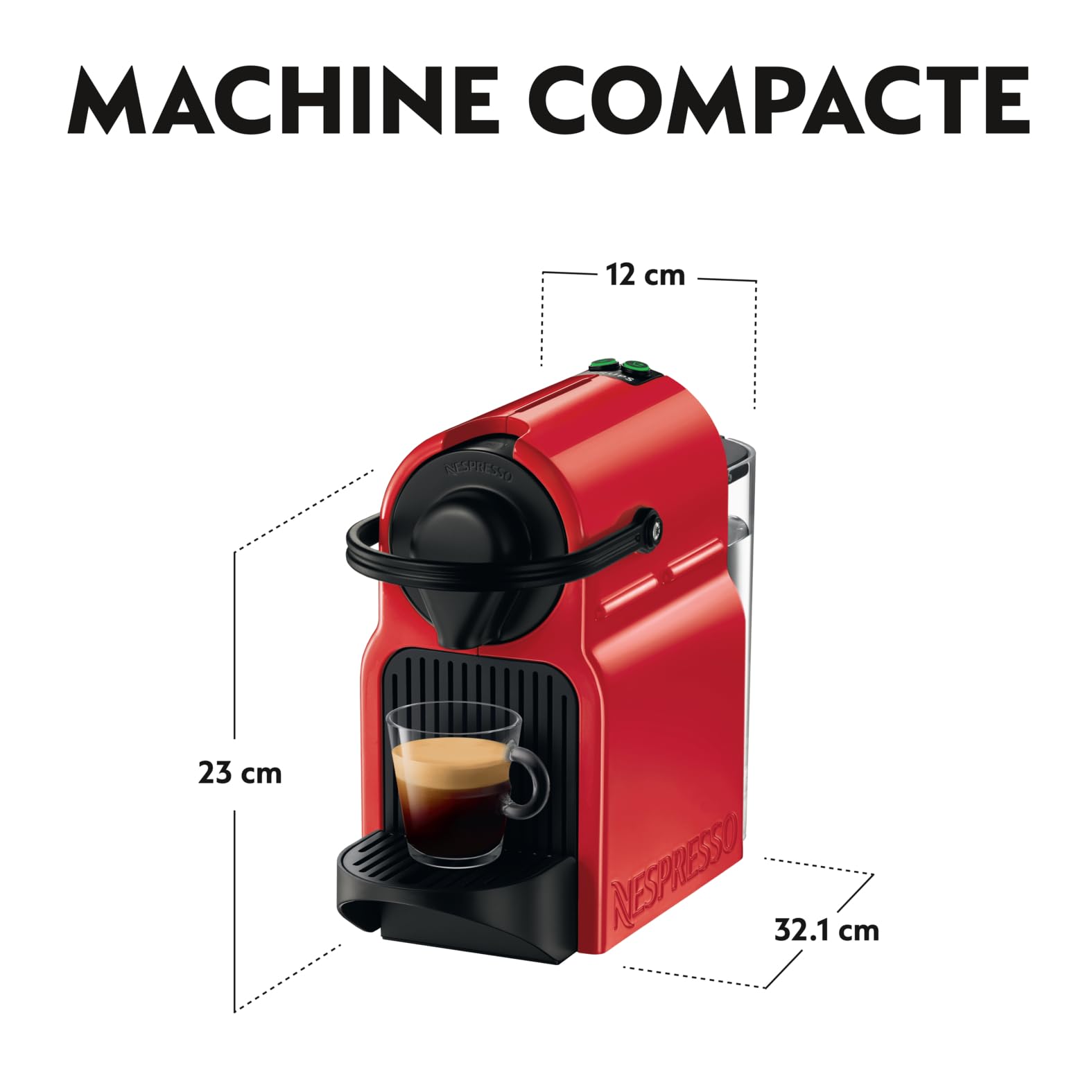Aleron Inissia – Cafetière Espresso à Capsules, Rouge Vif