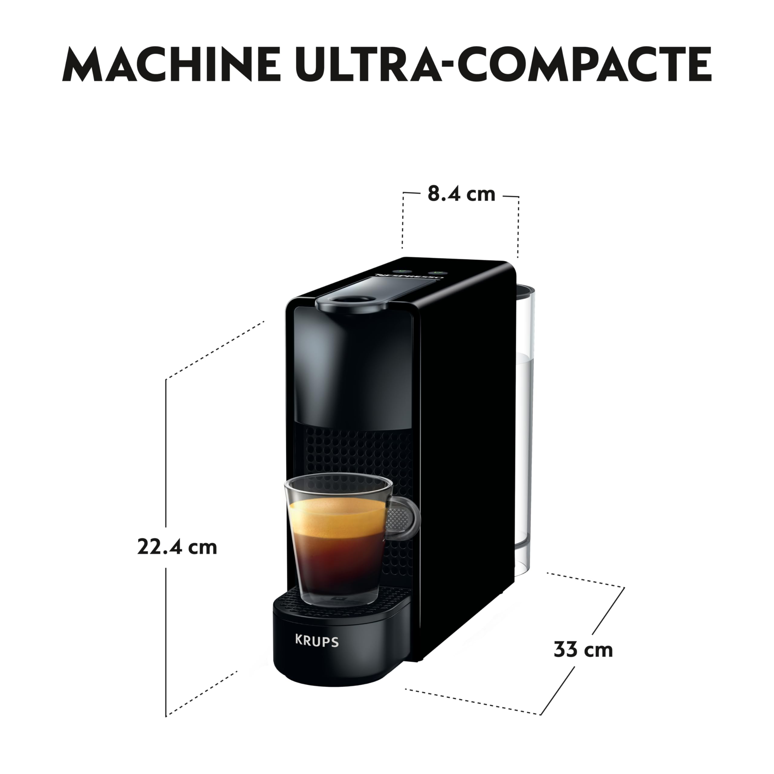 Aleron Essenza Mini – Cafetière à Capsules Slim, Noir Mat
