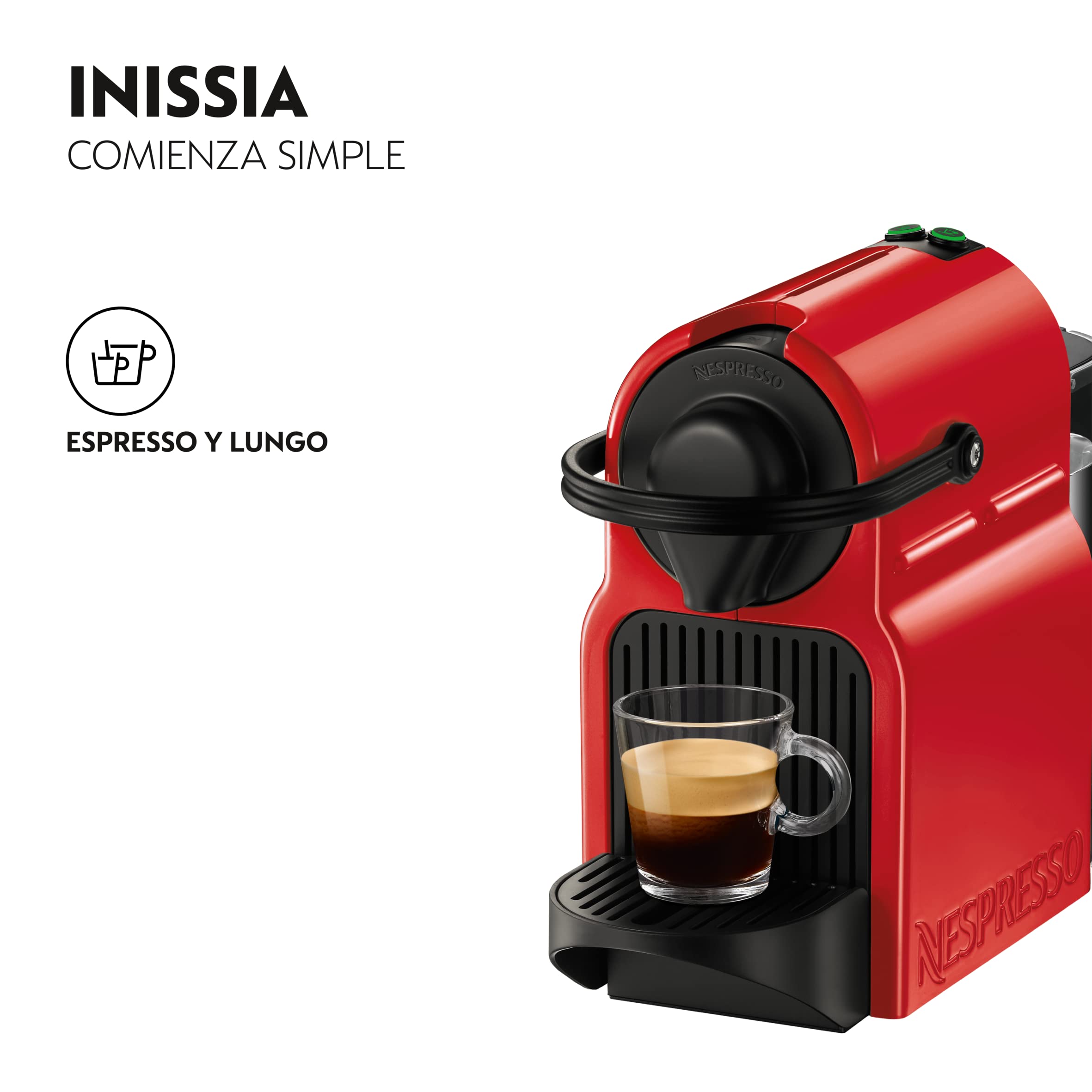 Aleron Inissia – Machine Espresso Compacte, Réservoir 0,7 L, Rouge Rubis