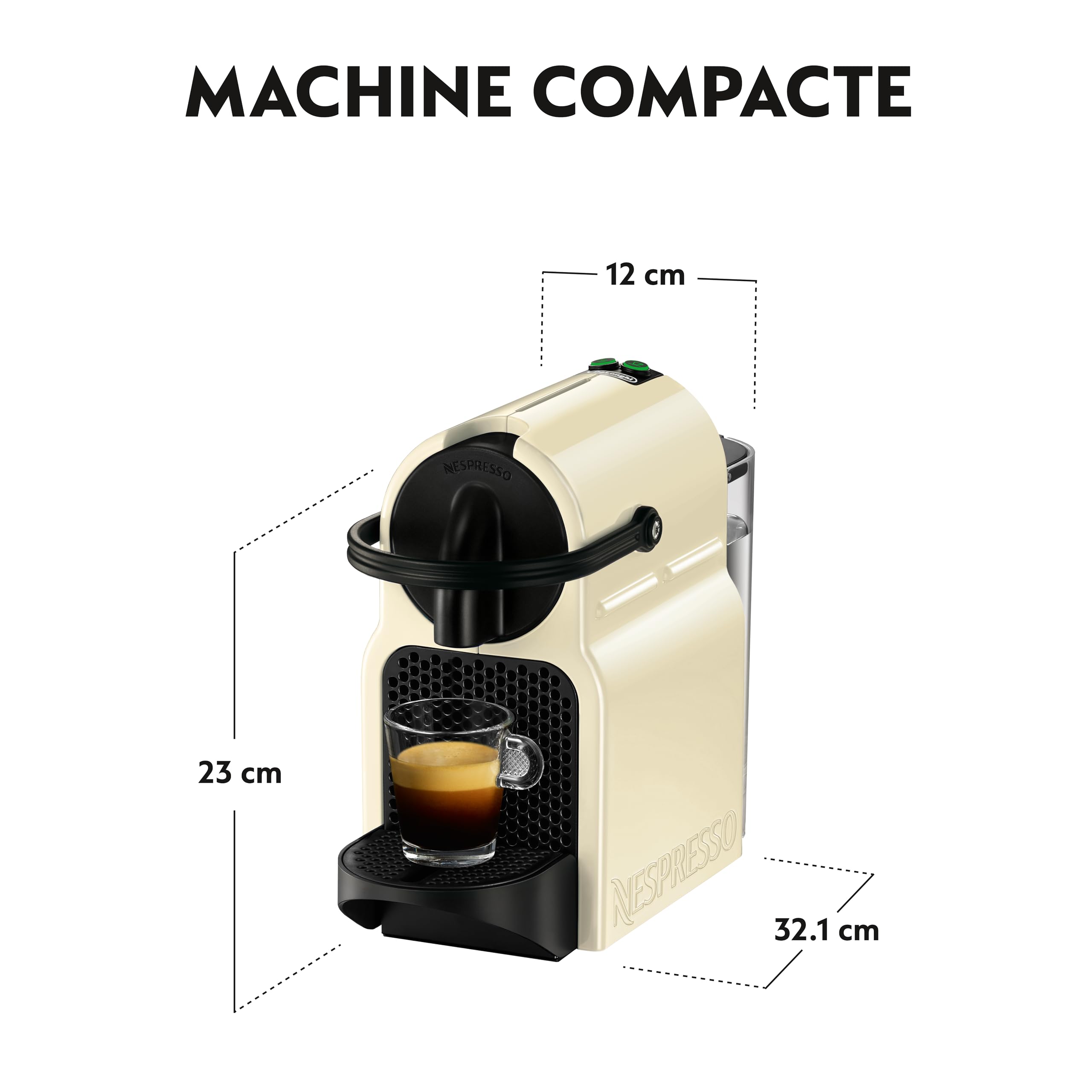 Aleron Inissia – Cafetière Automatique à Capsules, Design Compact, Crème Vanille